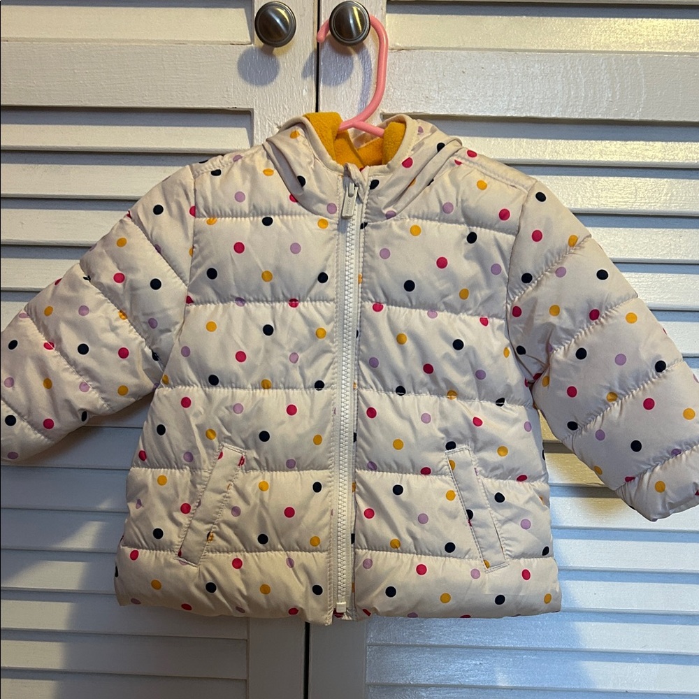 Old Navy Kids Puffer Jacket - White with Multicolor Dots